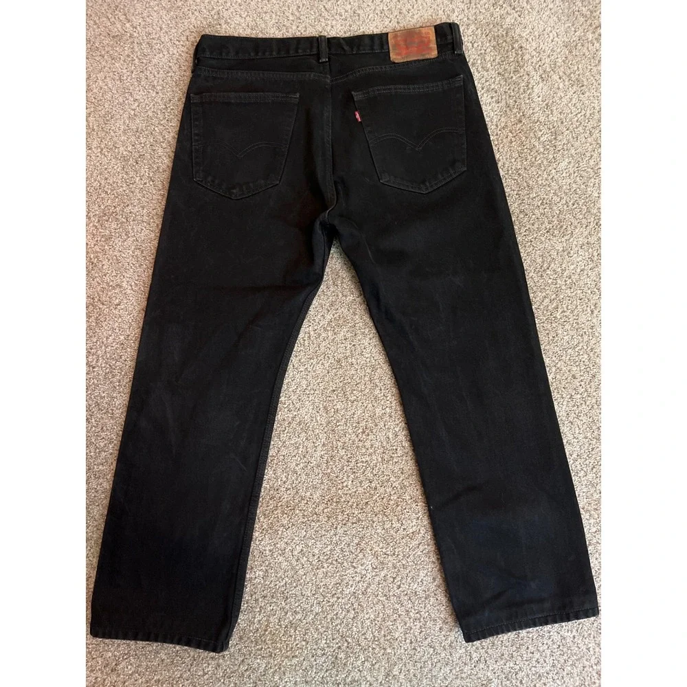 Levi's Men's 505 Straight Fit Jeans 36x30 Black Straight Leg Denim Pantss